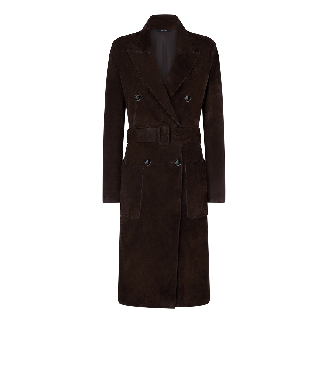 ABRIGO CRUZADO DE ANTE CON CINTURÓN