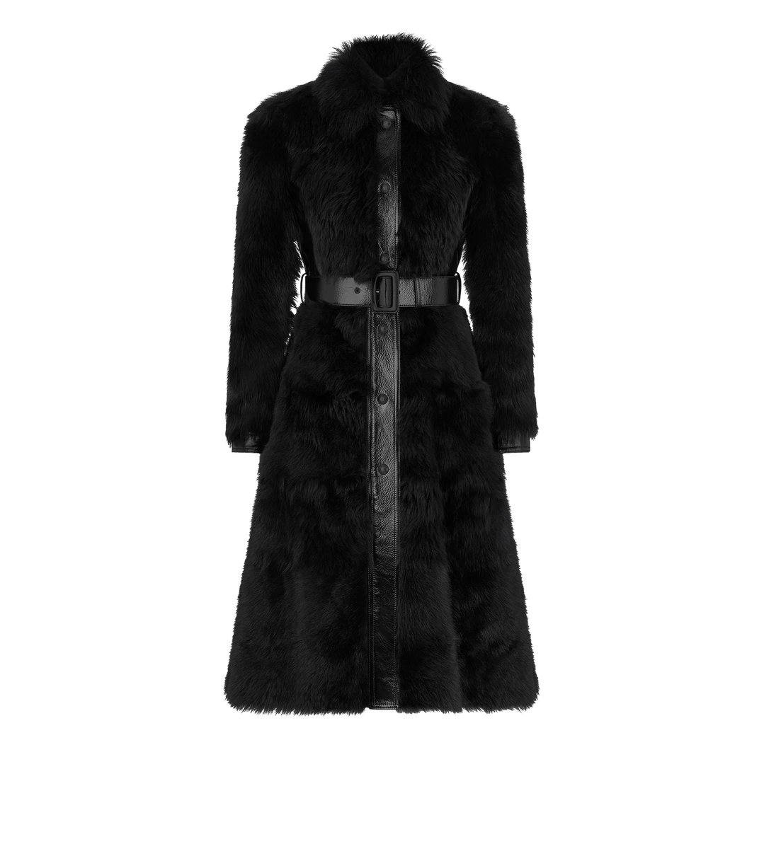 ABRIGO DE PIEL DE PIEDRA CON CINTURÓN