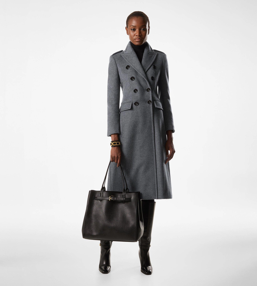 ABRIGO MILITAR CRUZADO DE CACHEMIR COMPACTO CEPILLADO