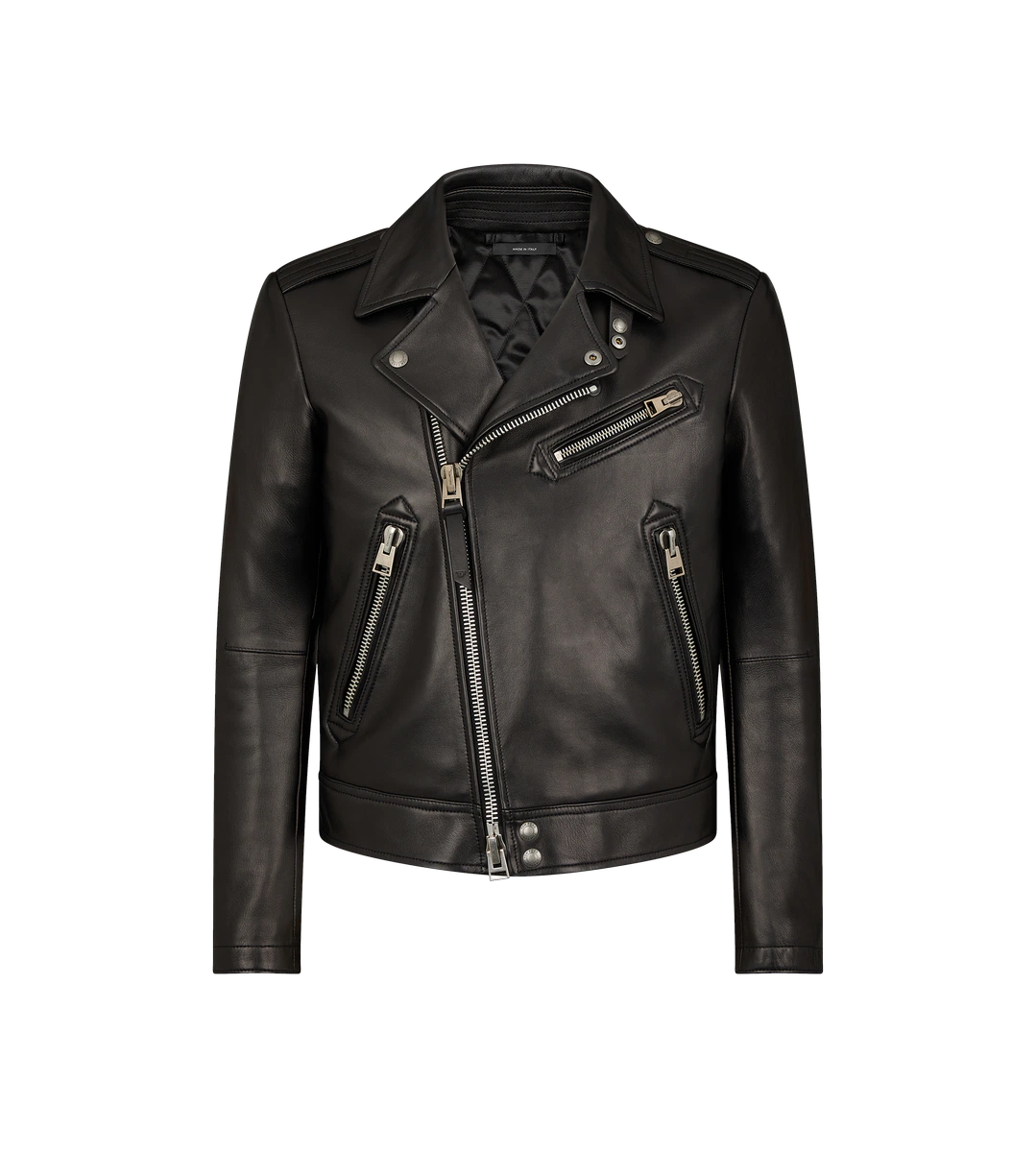 BIKER ASIMÉTRICO DE CUERO FLOR