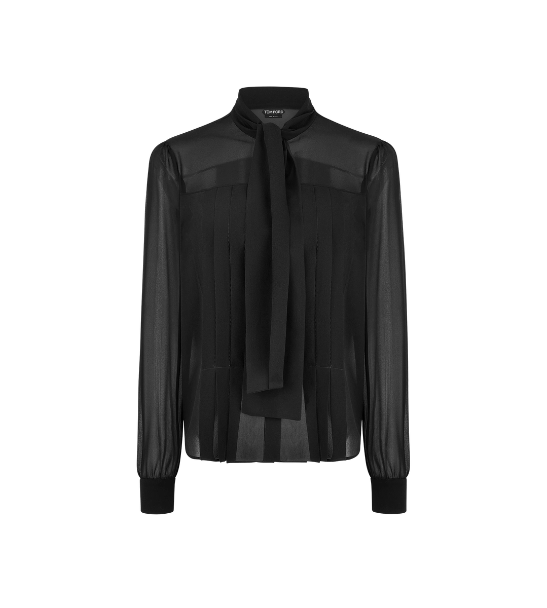 BLUSA LAVALLIERE DE MANGA LARGA CON DETALLE PLISADO