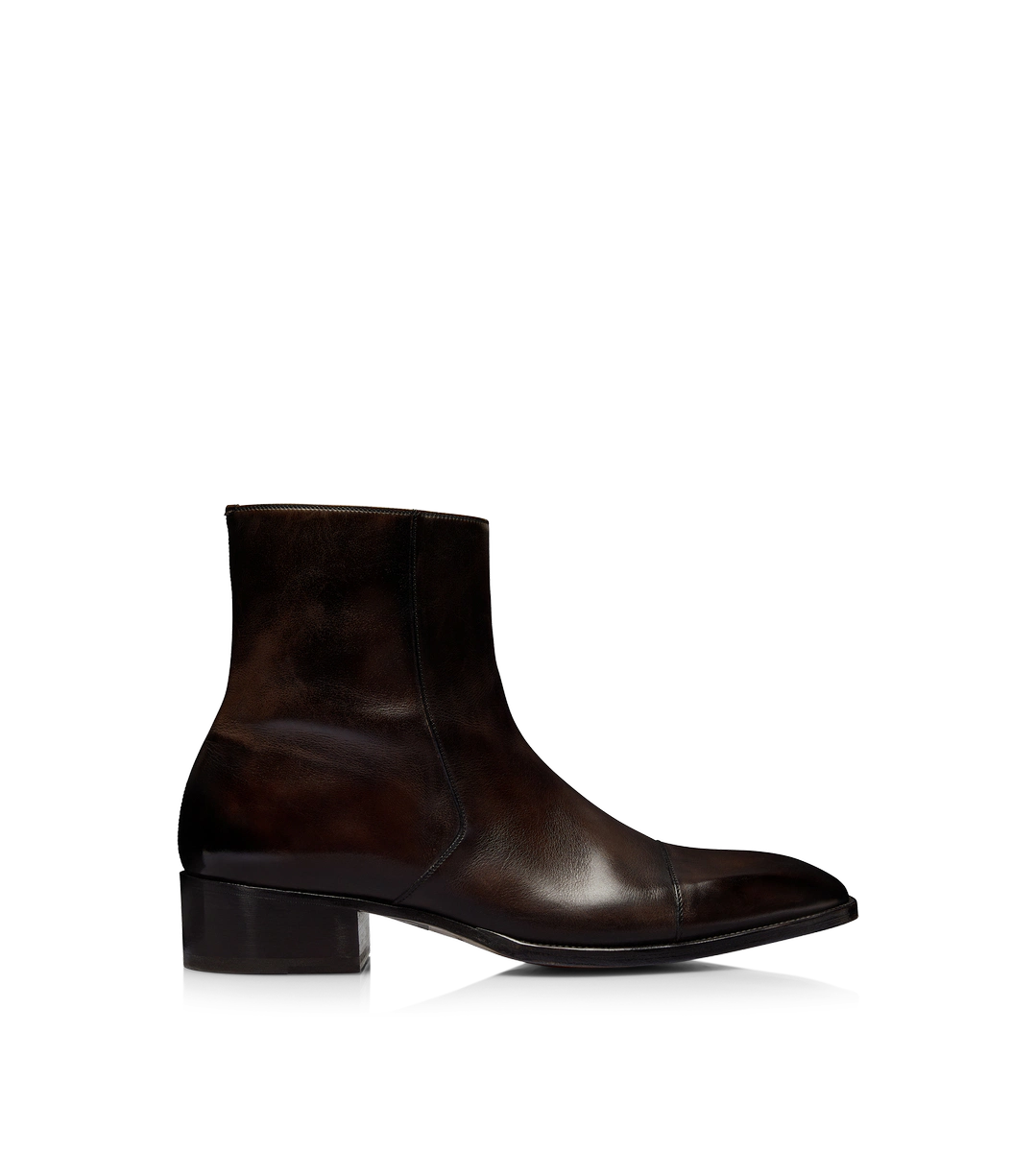 BOTA DE PIEL BRUÑIDA CON CREMALLERA DE HAINAUT