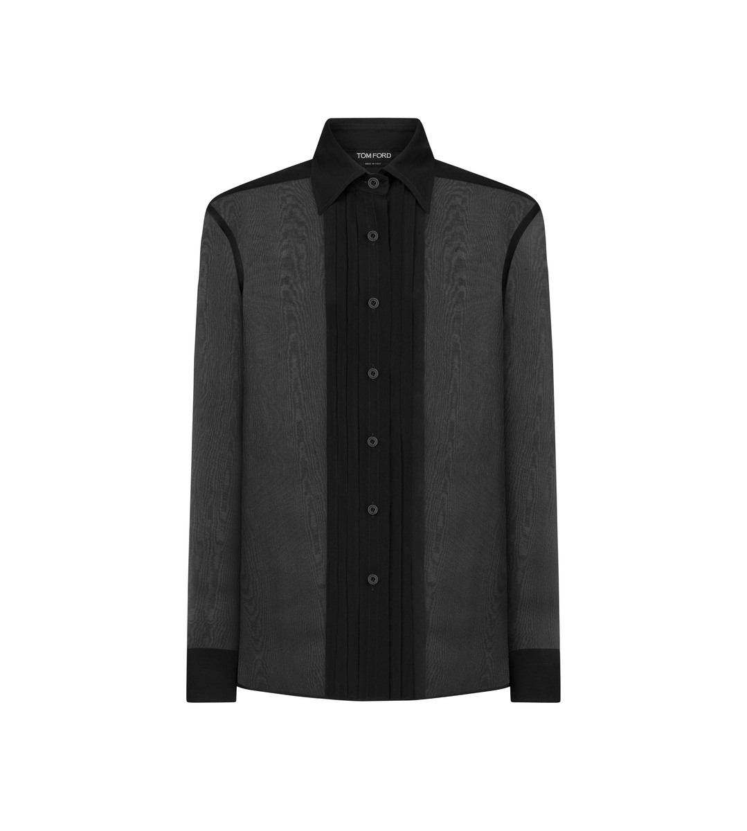 CAMISA DE GASA DE SEDA CON PLASTRON PLISADO