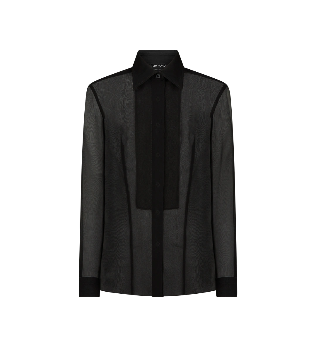 CAMISA DE GASA DE SEDA CON PLASTRON