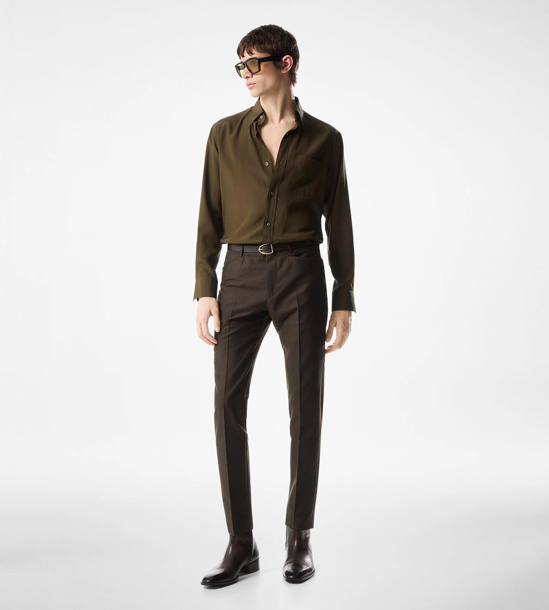 CAMISA DE SATÉN DE CREPÉ CON AJUSTE FLUIDO