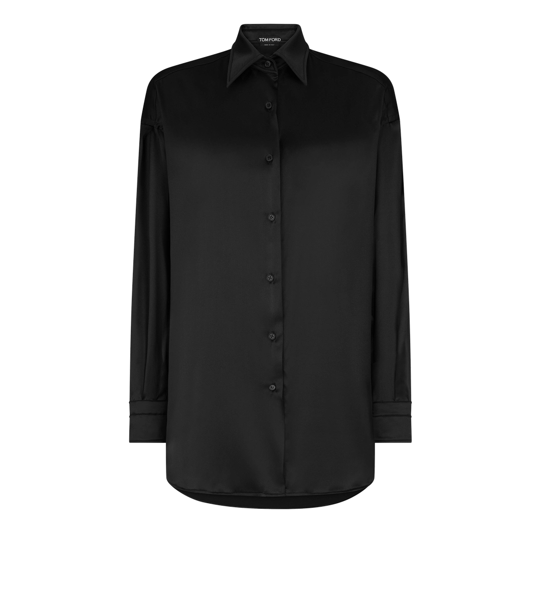 CAMISA DE SATÉN DE SEDA ELÁSTICA DE AJUSTE RELAJADO