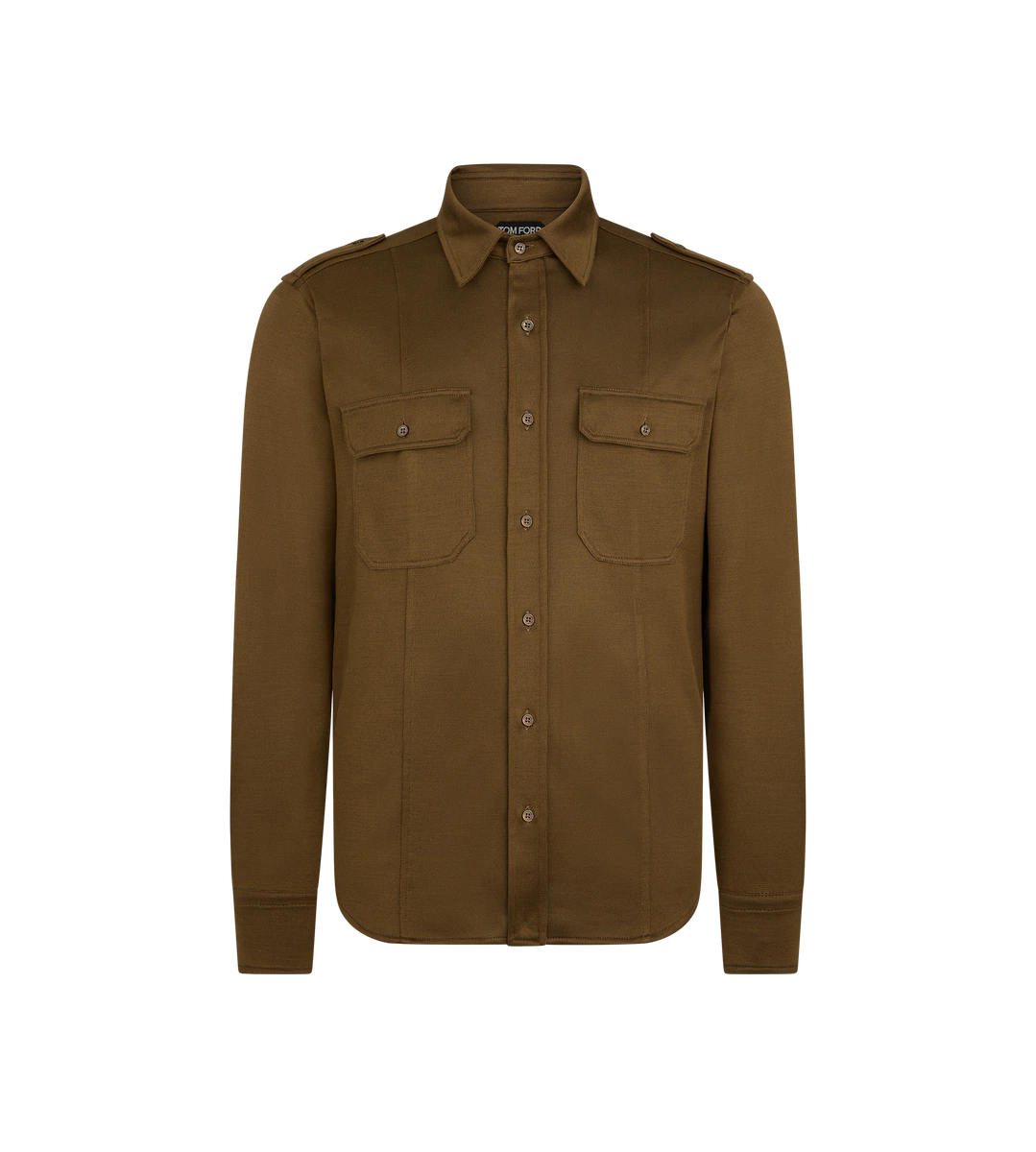 CAMISA MILITAR DE MEZCLA DE SEDA Y VISCOSA