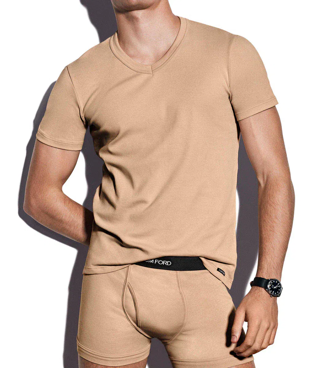 CAMISETA DE ALGODÓN CON CUELLO EN V