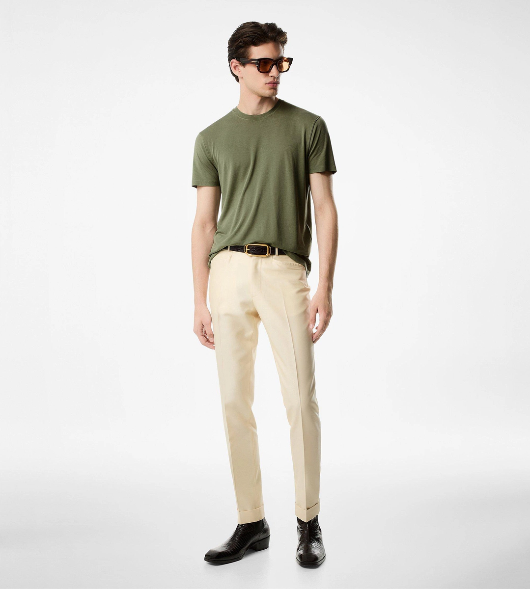 CAMISETA DE ALGODÓN LYOCELL CON CUELLO REDONDO