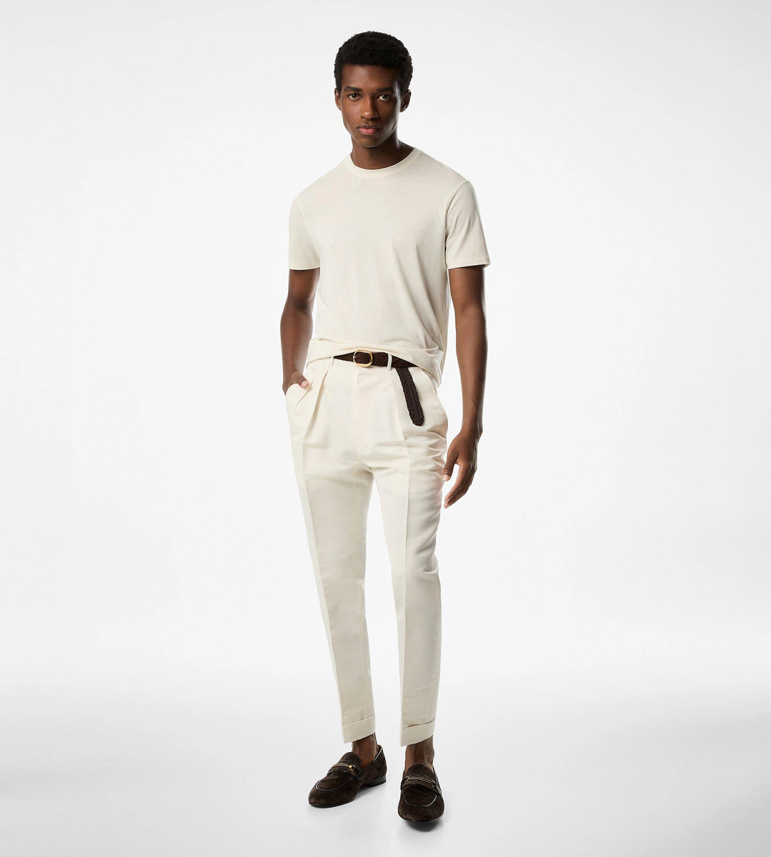 CAMISETA DE ALGODÓN LYOCELL CON CUELLO REDONDO