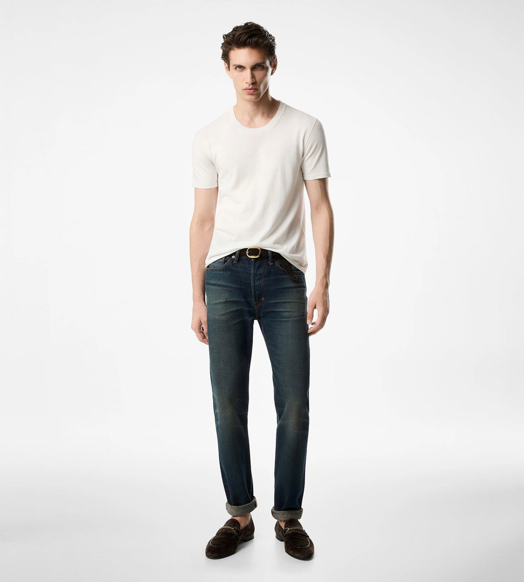 CAMISETA DE ALGODÓN PURO CON CUELLO REDONDO