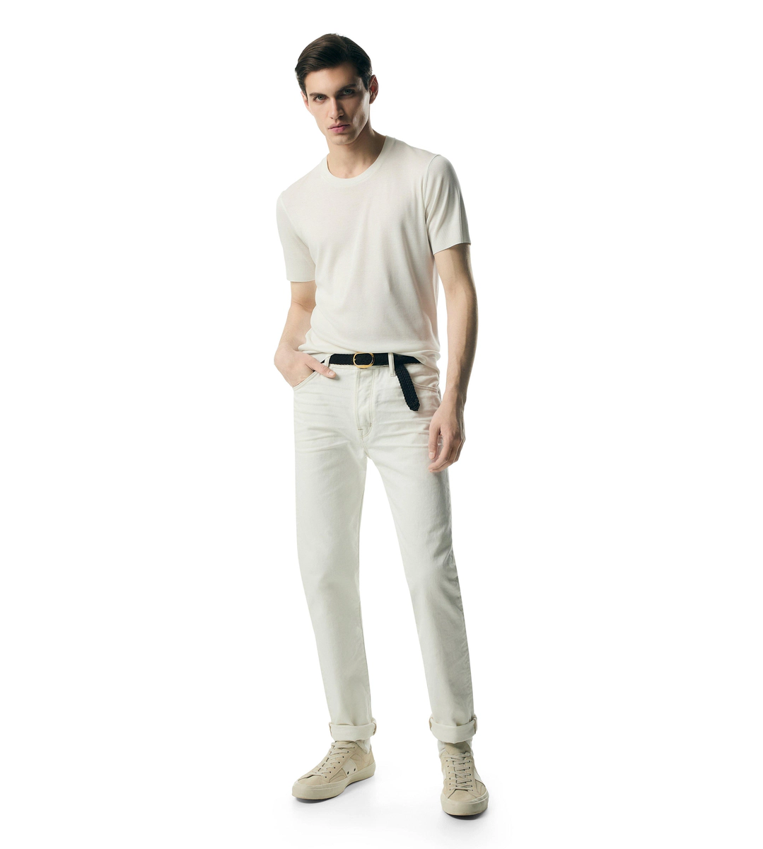 CAMISETA DE CUELLO REDONDO CON CANALÉ COLOCADO