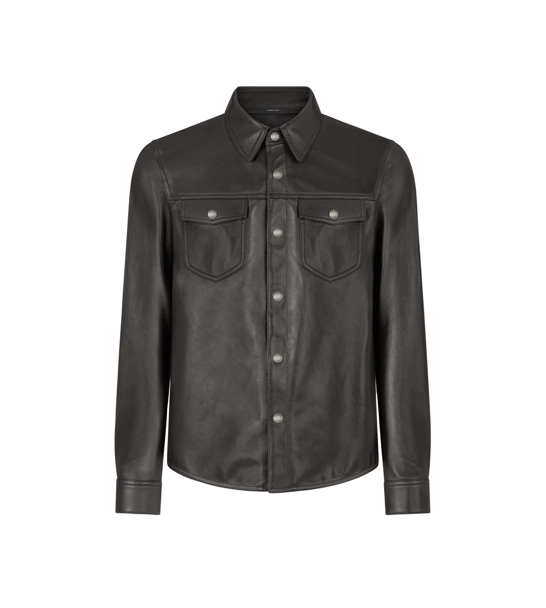 CAMISETA DE NAPA BRILLANTE CON BOTONES A PRESIÓN