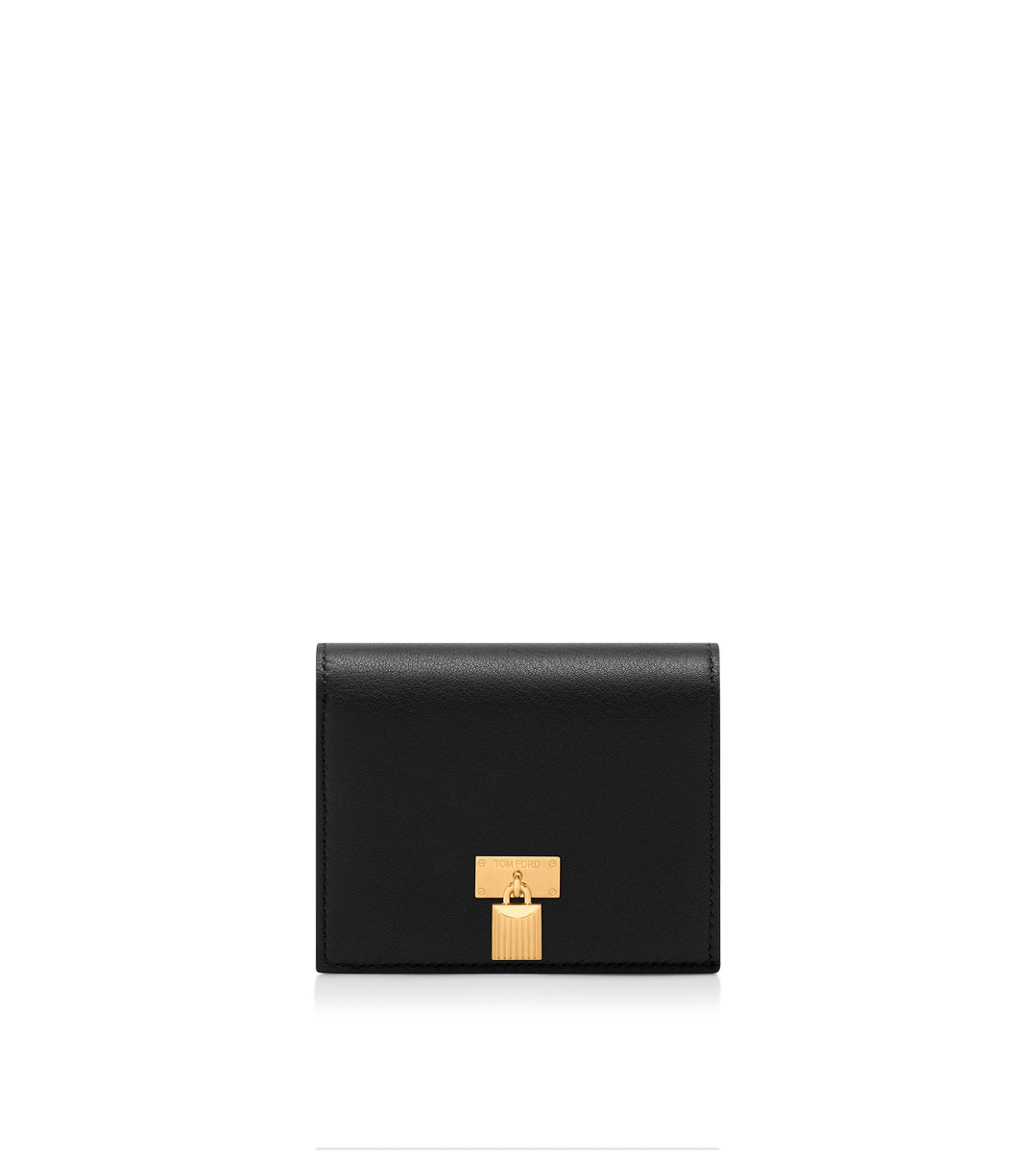 CARTERA COMPACTA CON CANDADO DE CUERO DE GRANO NATURAL