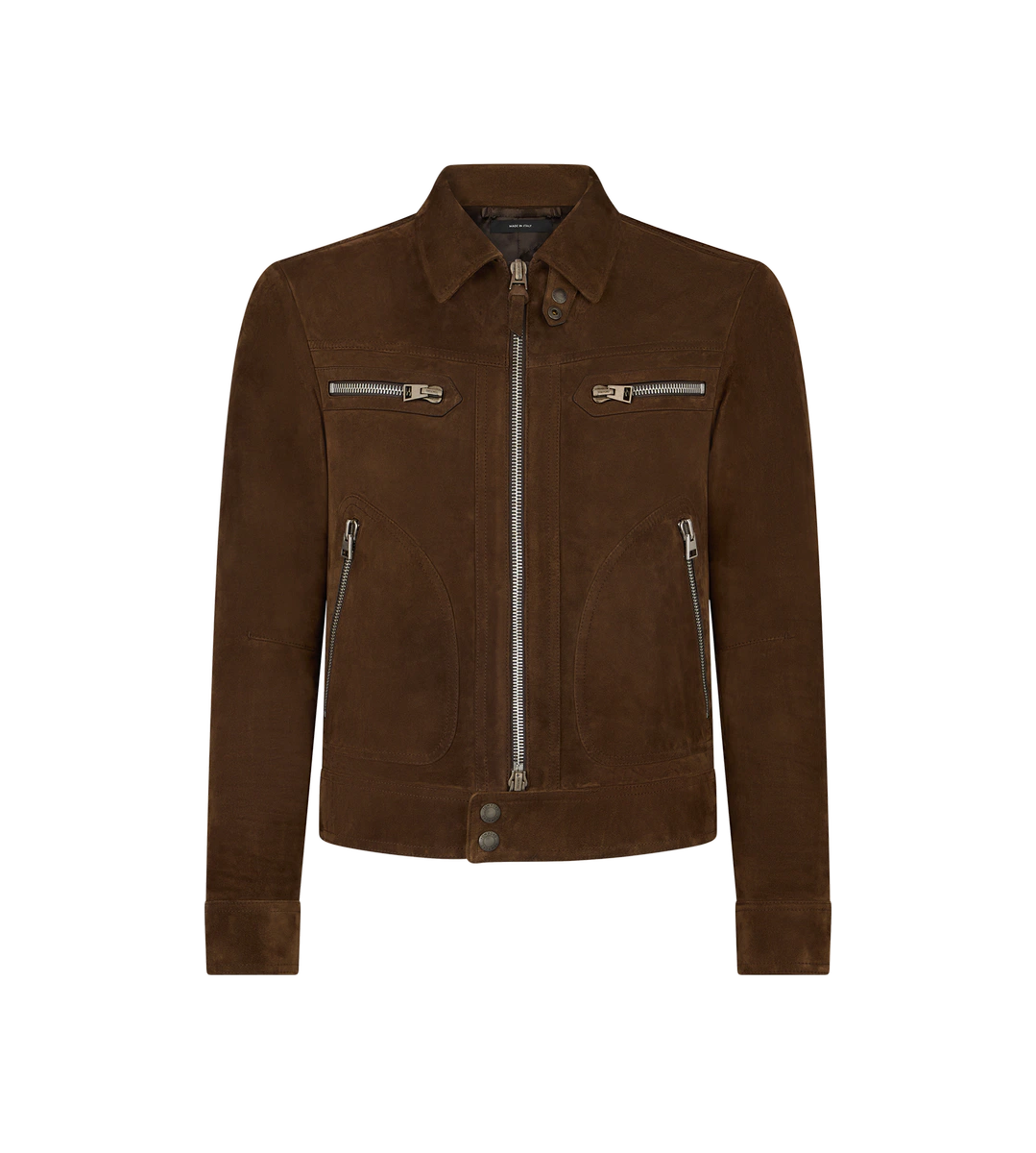 CAZADORA DE ANTE CON CUATRO BOLSILLOS Y CREMALLERA