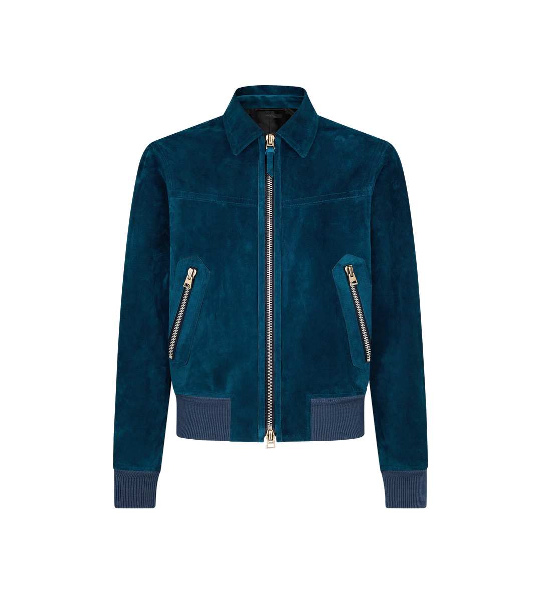 CAZADORA DE ANTE Y CACHEMIRA CON CUELLO