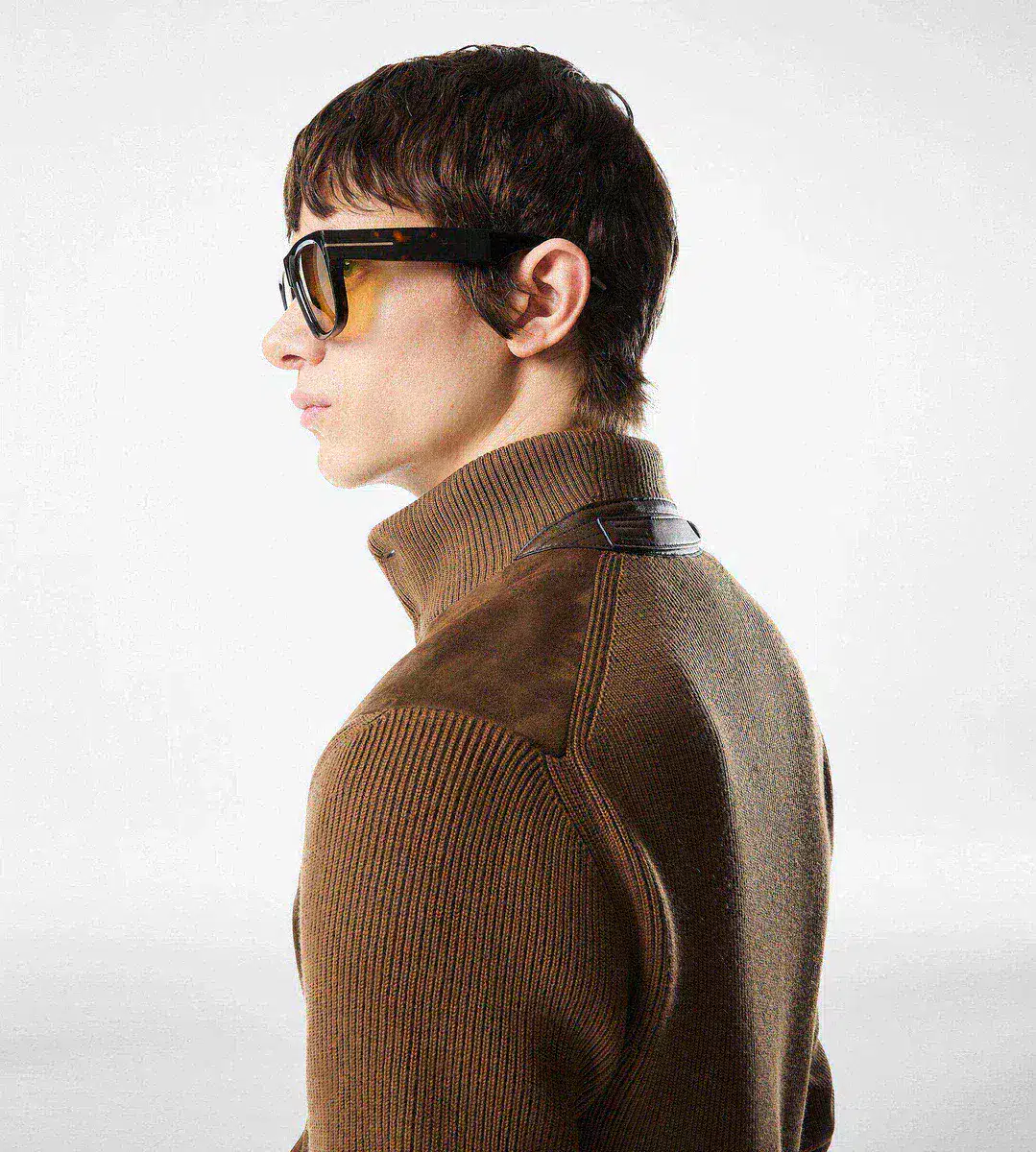 CAZADORA DE MERINO CON DELANTERO DE ANTE