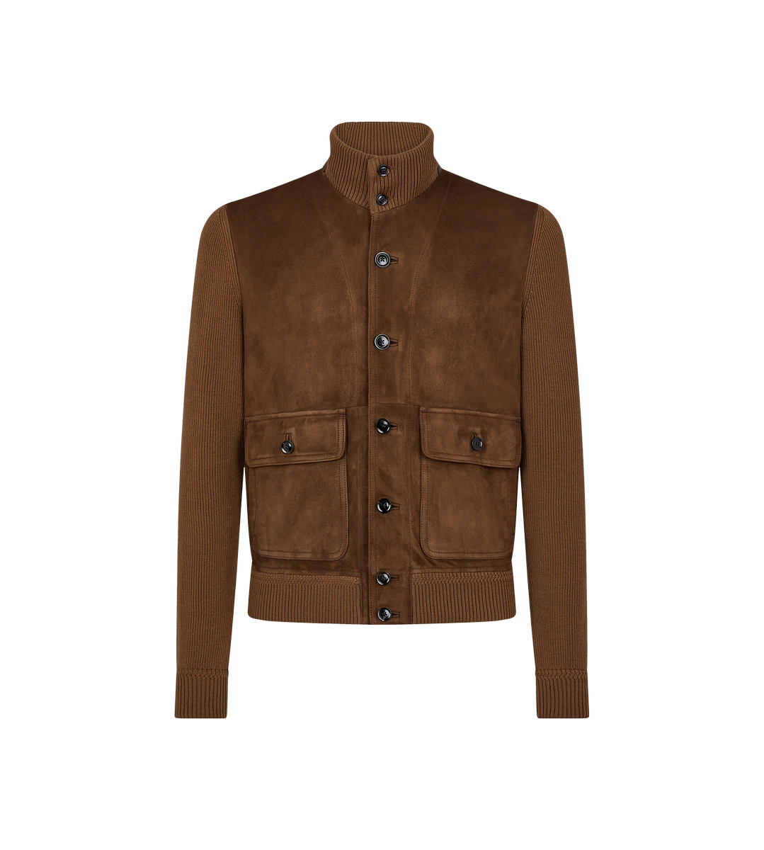 CAZADORA DE MERINO CON DELANTERO DE ANTE