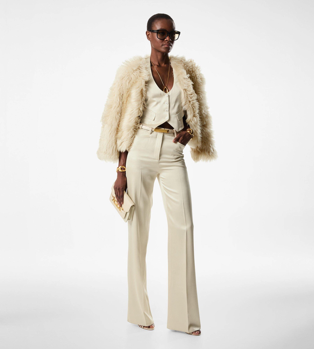 CHALECO DE SARGA DE SEDA Y LANA CON ESPALDA ABIERTA