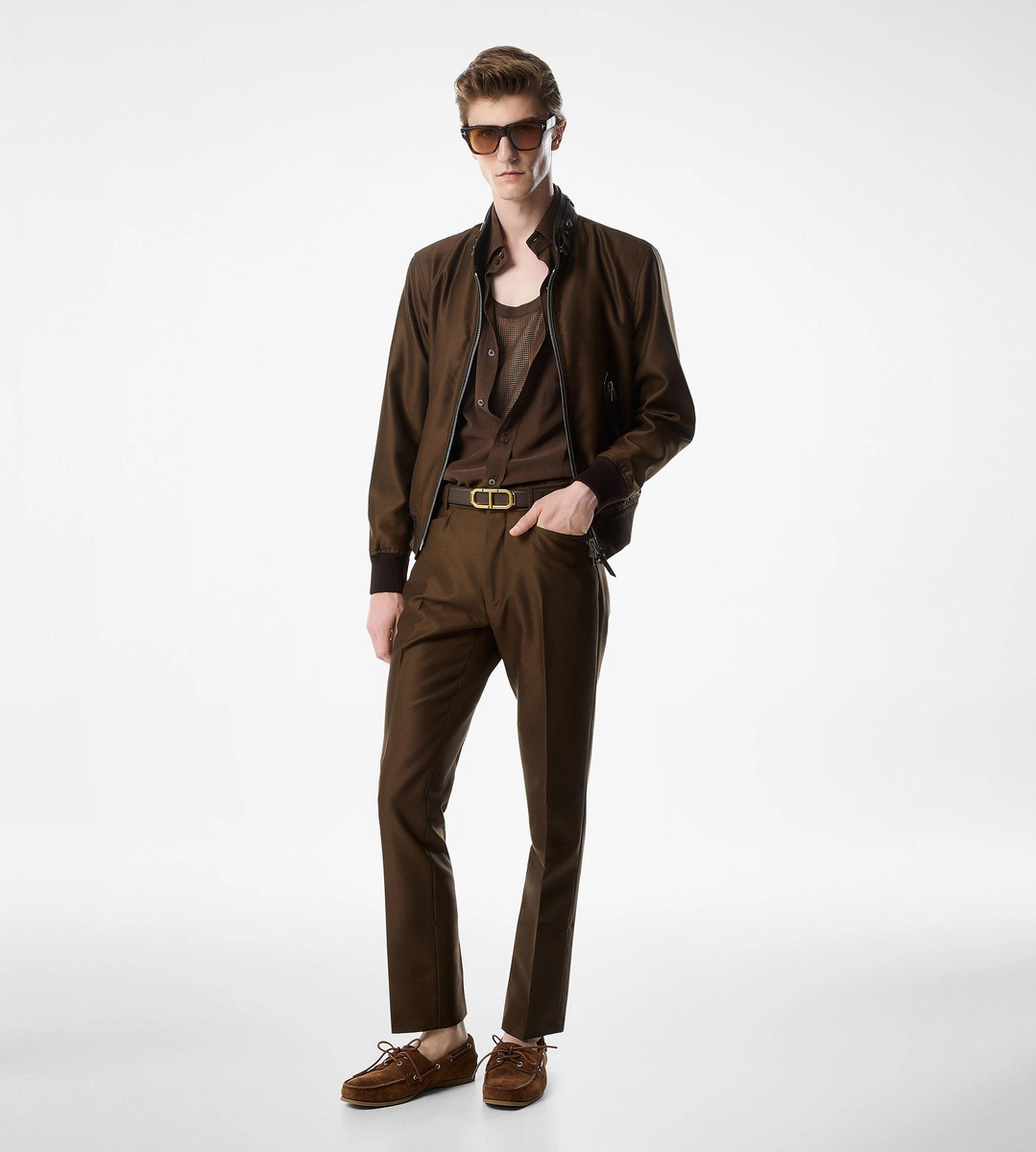 CHAQUETA BIKER DE FAILLE DE LANA Y SEDA