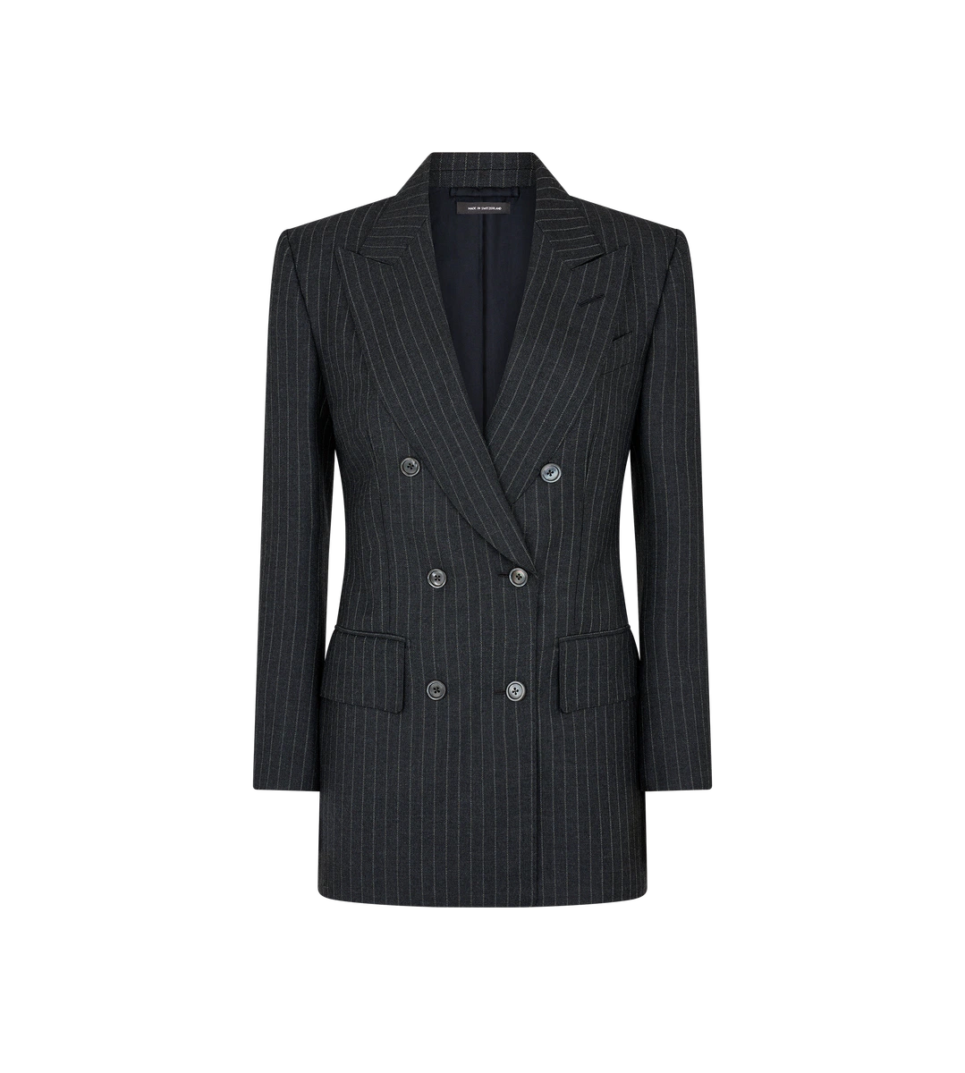 CHAQUETA CRUZADA «BIANCA» DE FRANELA DE LANA A RAYAS