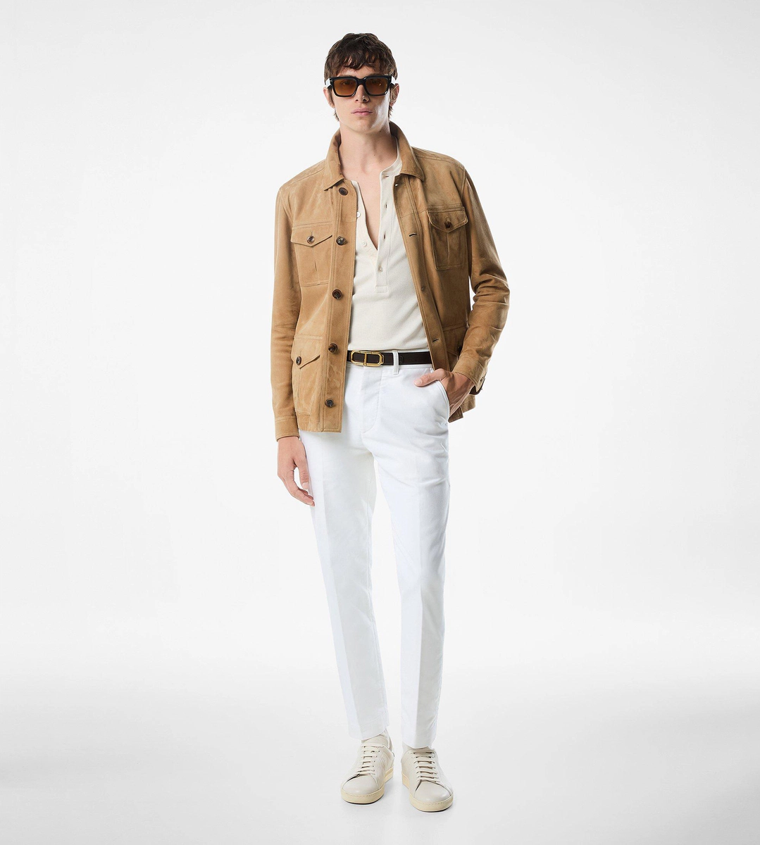 CHAQUETA DE ANTE CON CUATRO BOLSILLOS