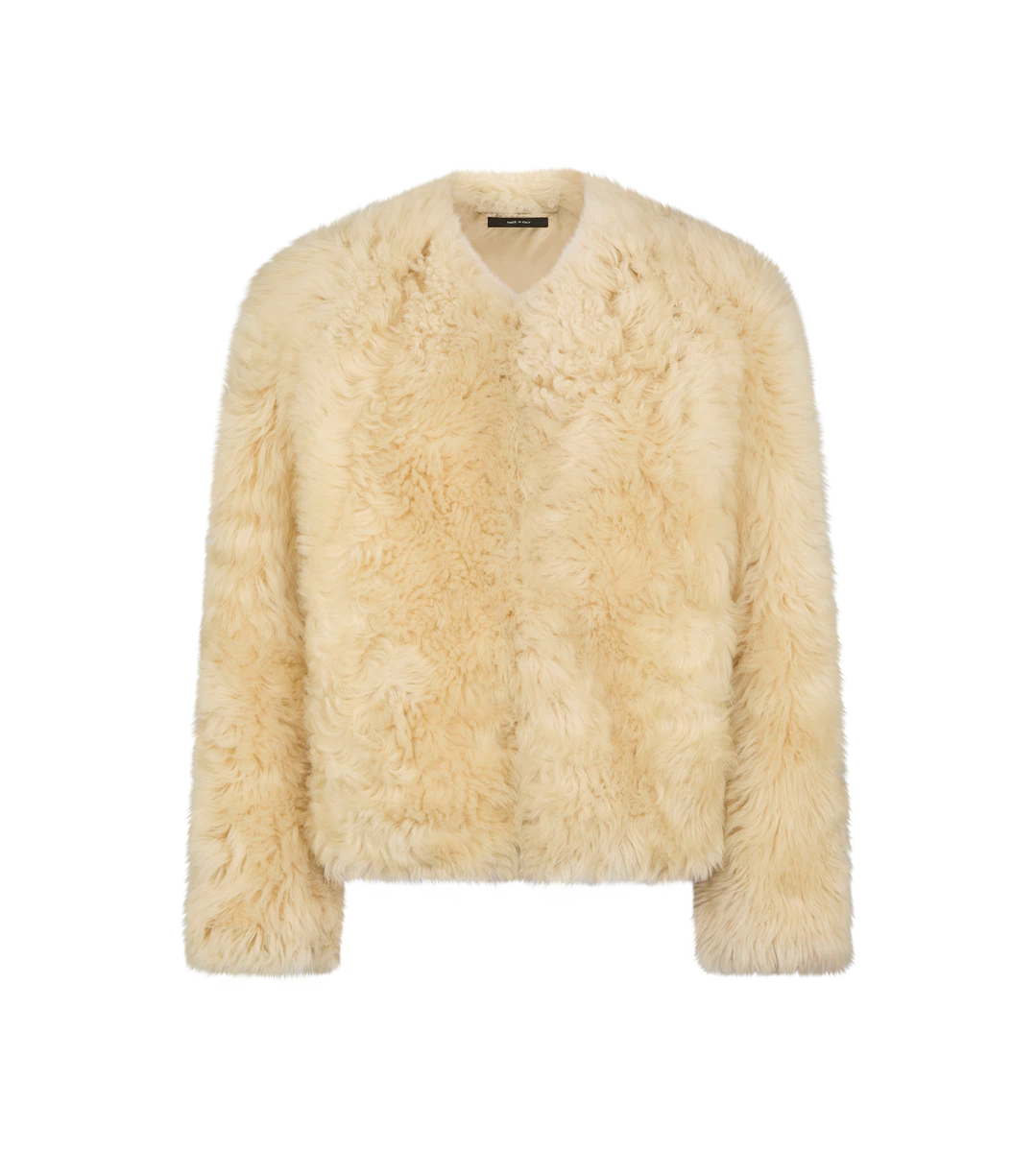 CHAQUETA DE PIEL DE PIEDRA SIN CUELLO