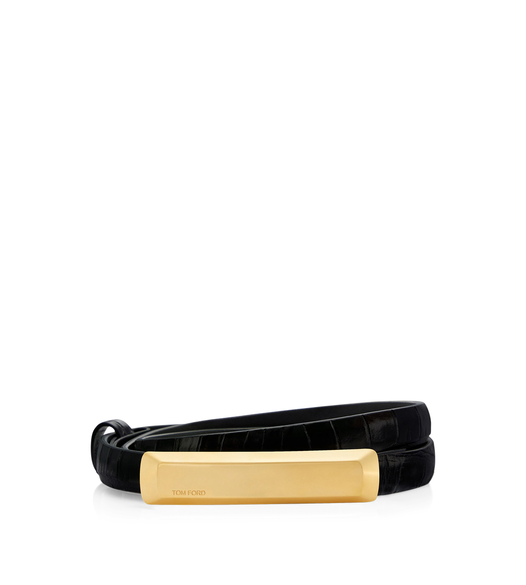 CINTURÓN DE BARRA DE 15 MM DE PIEL DE COCODRILO ESTAMPADA