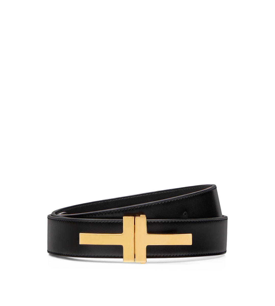 CINTURÓN DOBLE T DE CUERO LISO