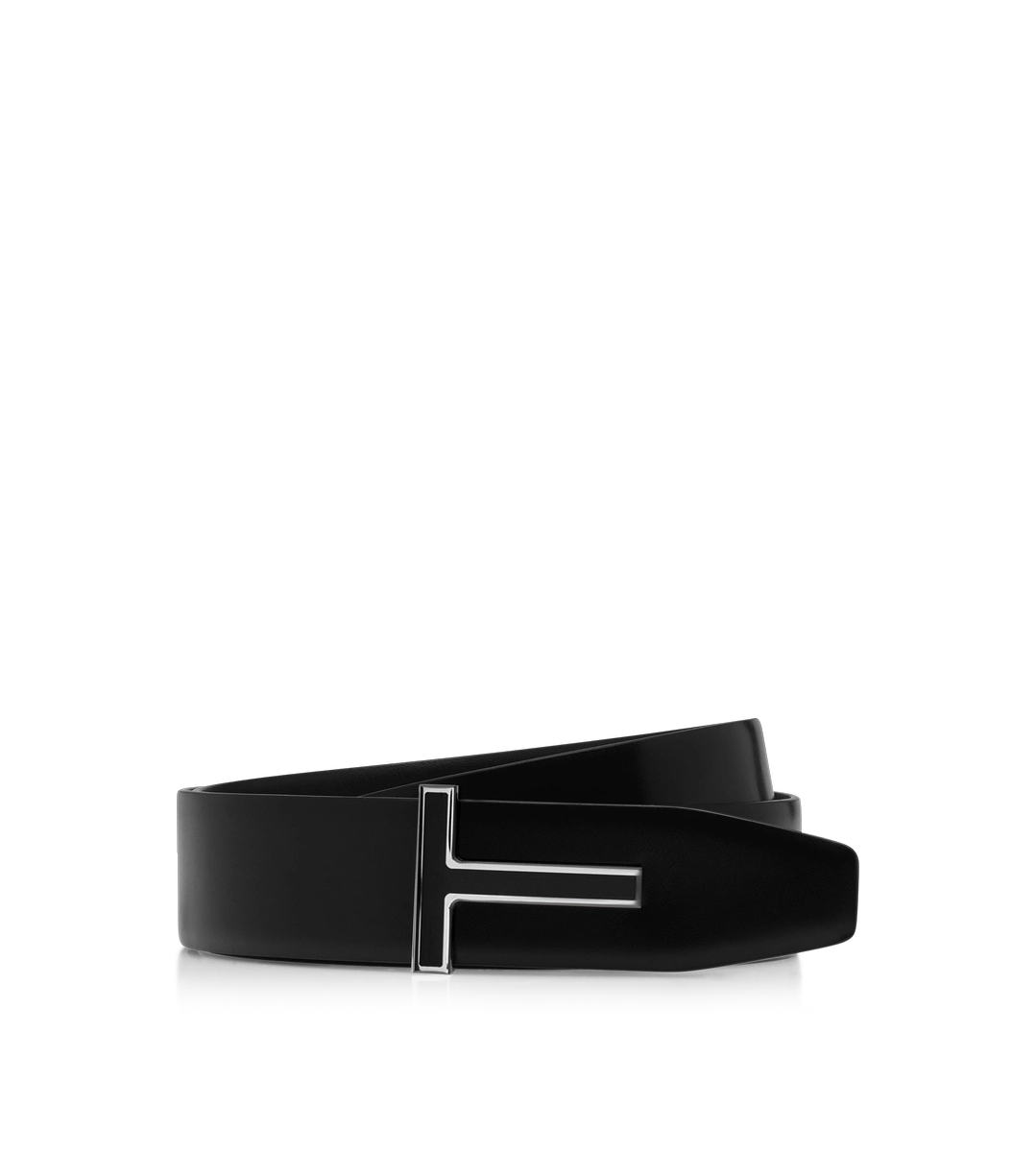 CINTURÓN EN T CON HEBILLA DE CUERO LISO ESMALTADO