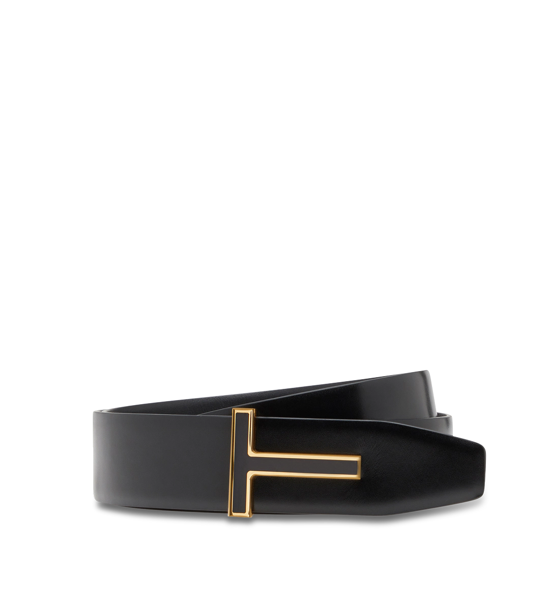 CINTURÓN EN T CON HEBILLA DE CUERO LISO ESMALTADO