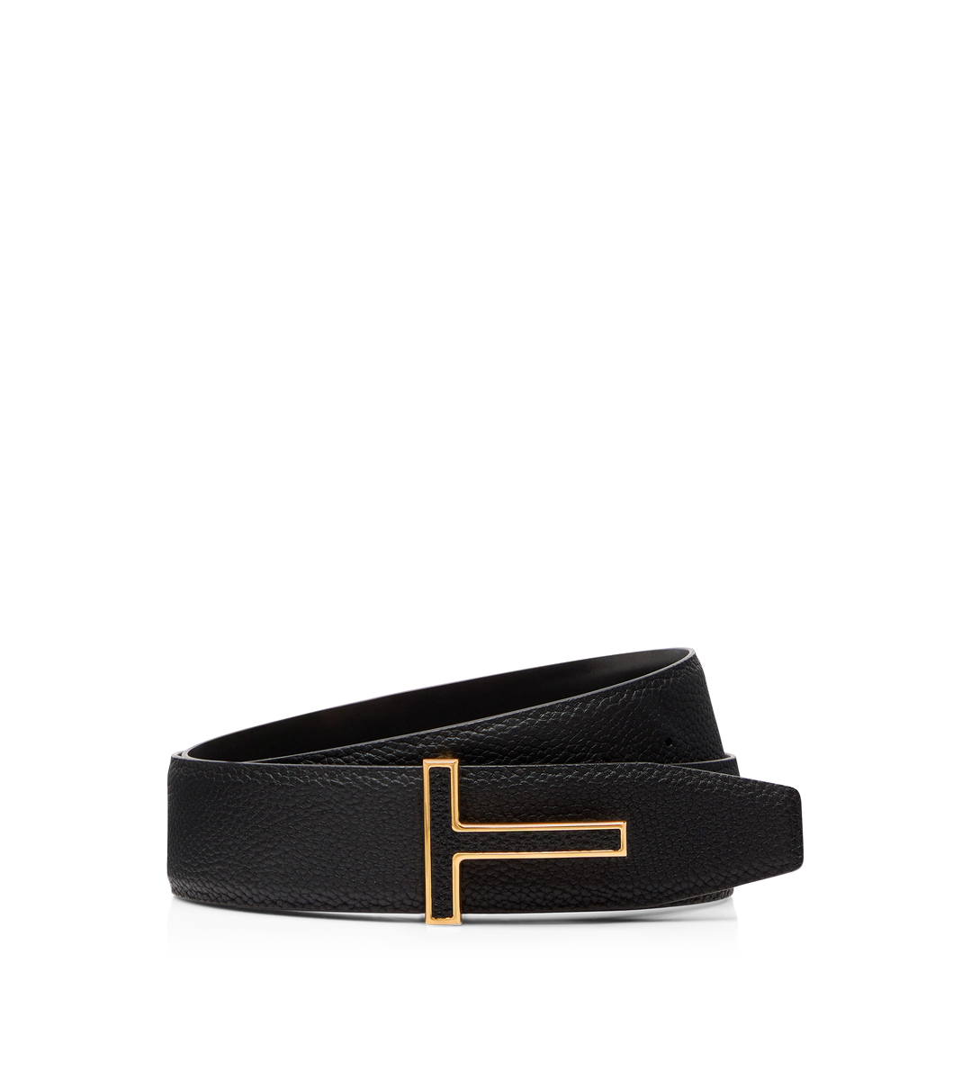 CINTURÓN EN T CON HEBILLA Y INSERCIÓN DE CUERO GRANULADO