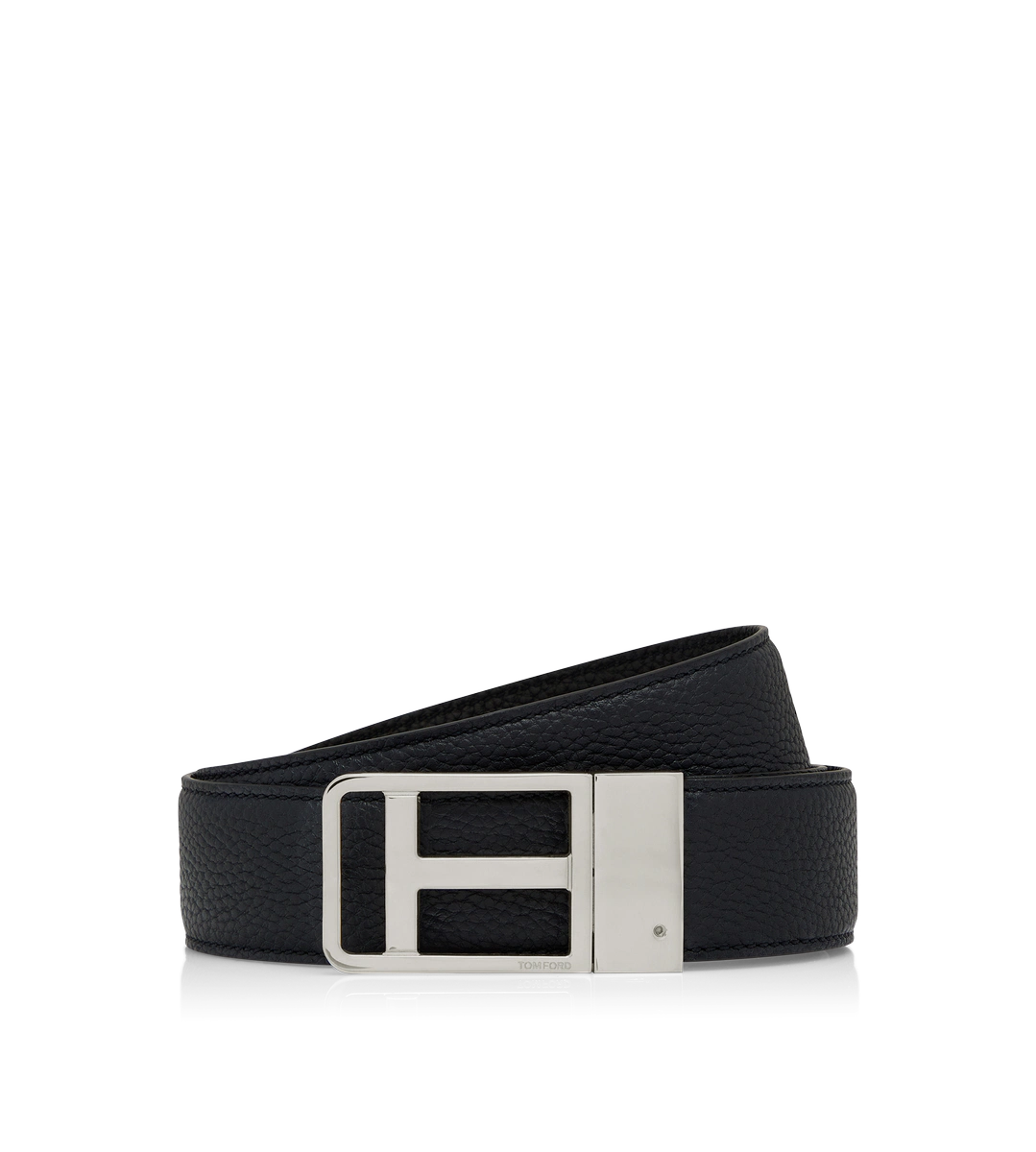 CINTURÓN EN T CON MARCO DE CUERO GRANULADO