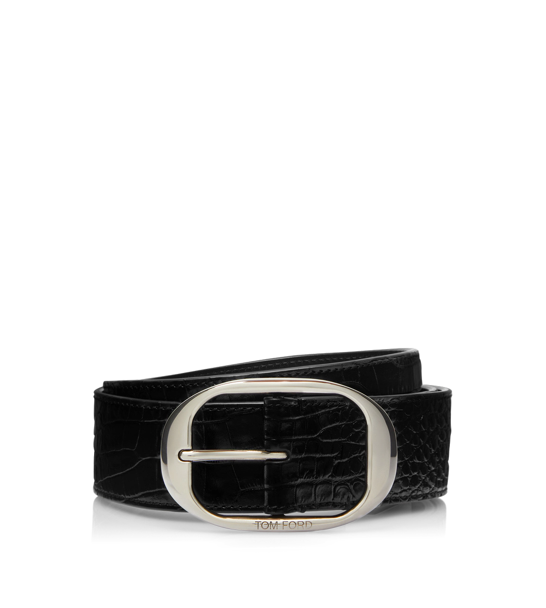 CINTURÓN OVALADO DE CAIMÁN ESTAMPADO