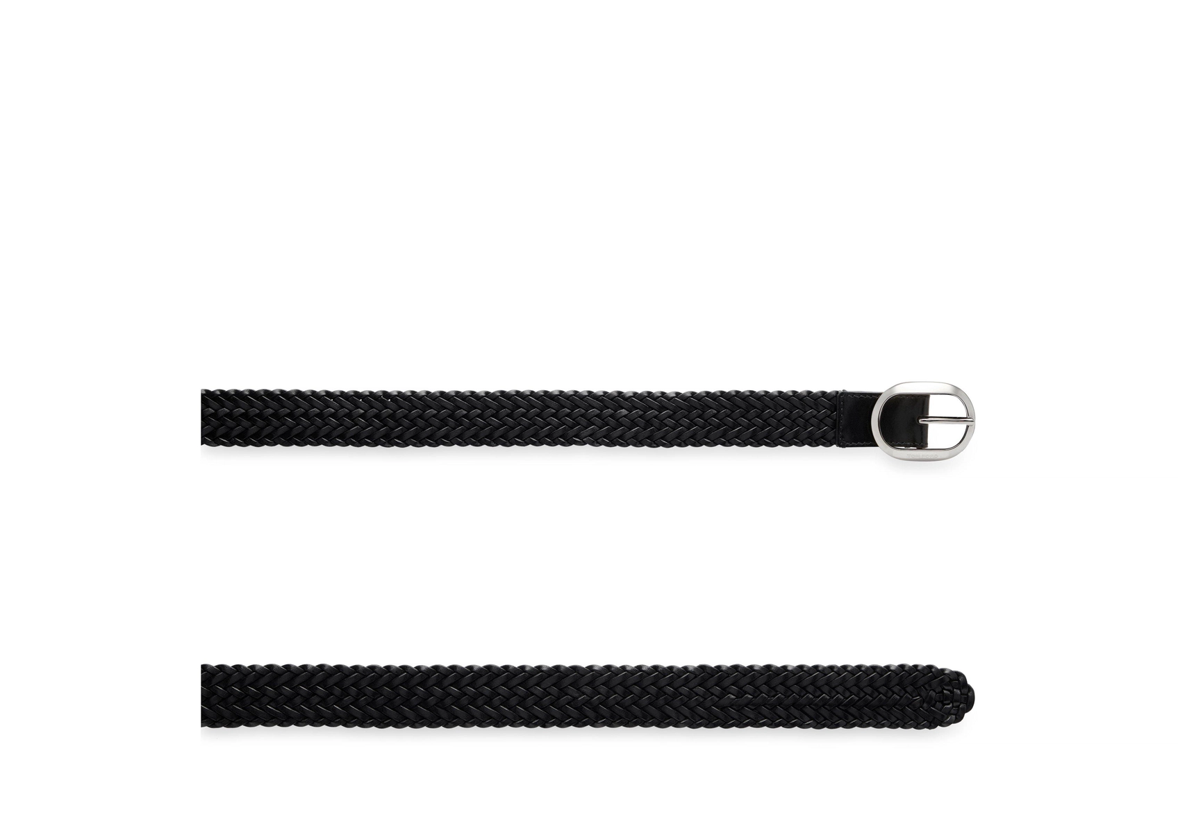 CINTURÓN OVALADO DE CUERO TEJIDO