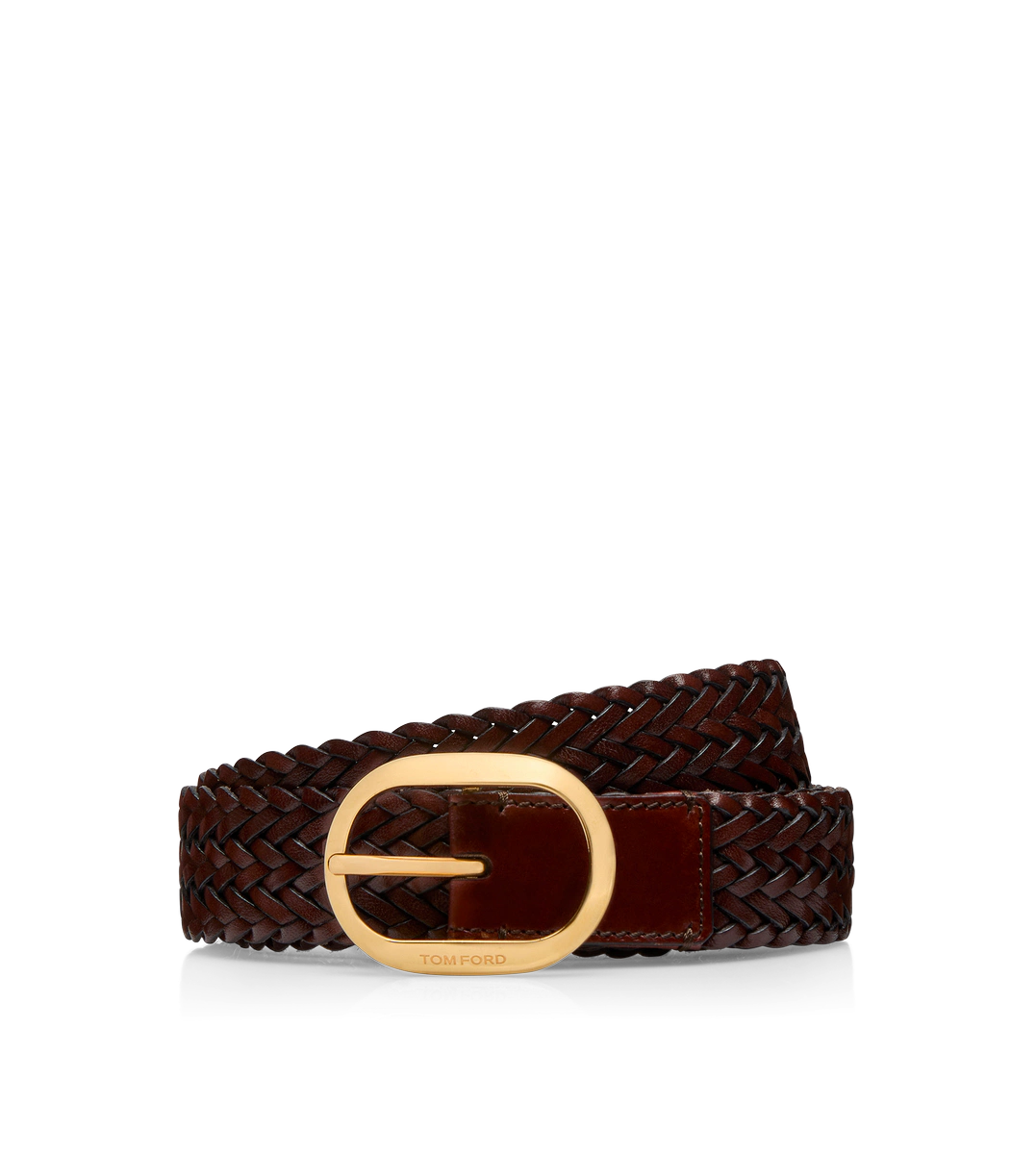 CINTURÓN OVALADO DE CUERO TEJIDO