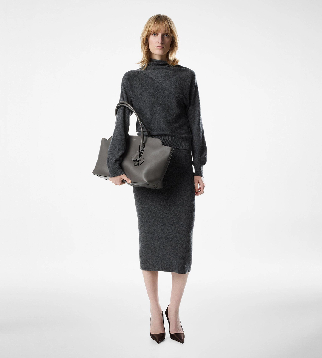 FALDA DE ALGODÓN Y CACHEMIR POR DEBAJO DE LA RODILLA