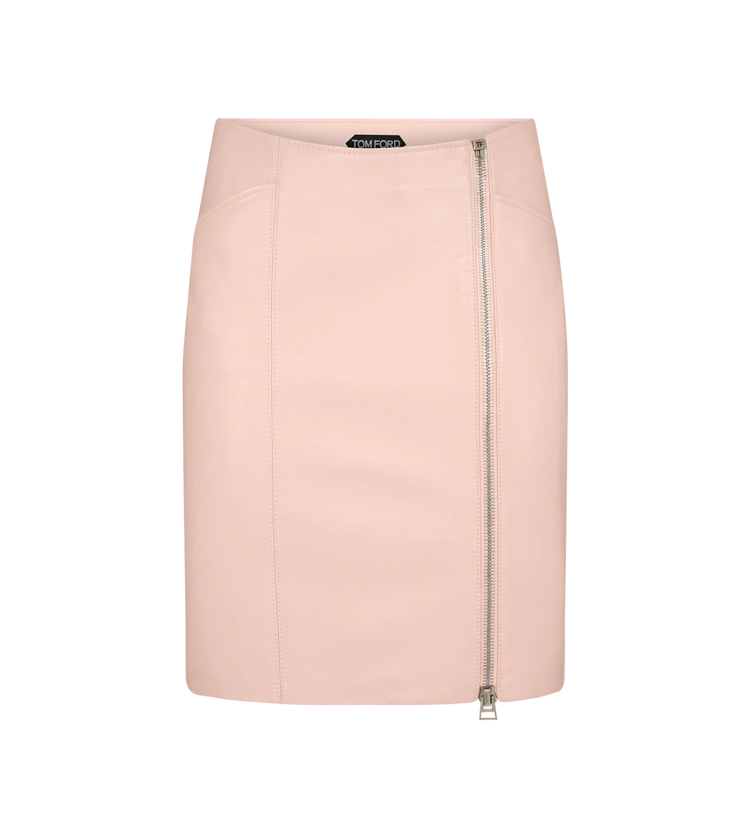 FALDA DE CUERO CON CREMALLERA LATERAL POR ENCIMA DE LA RODILLA