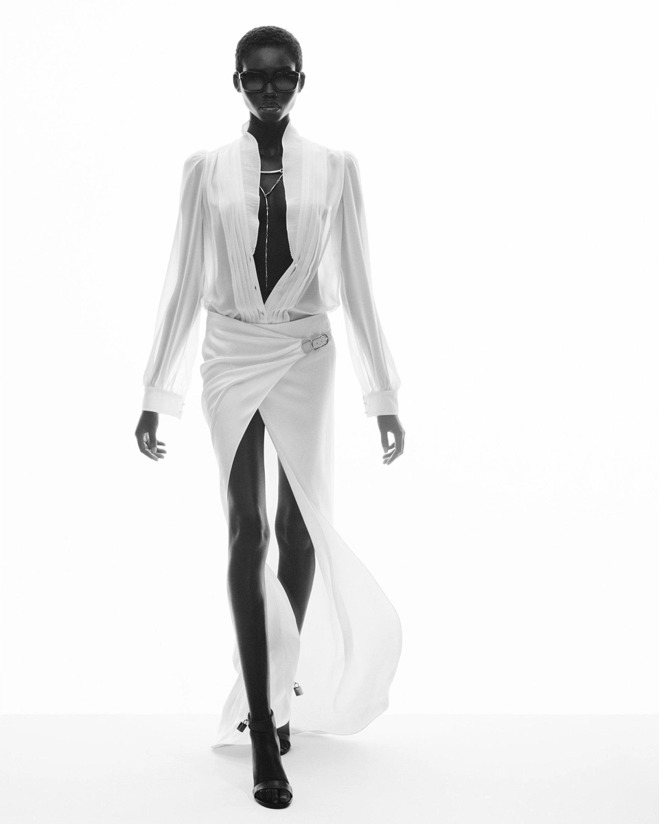 FALDA MAXI CRUZADA CON CINTURÓN DE CUERO