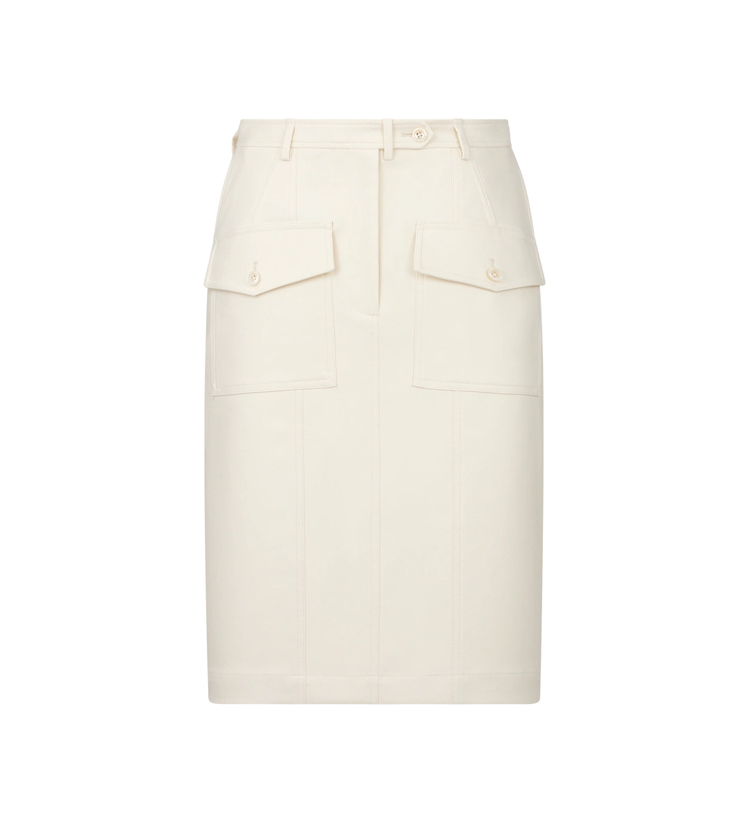 FALDA POR ENCIMA DE LA RODILLA CON BOLSILLOS DE PARCHE