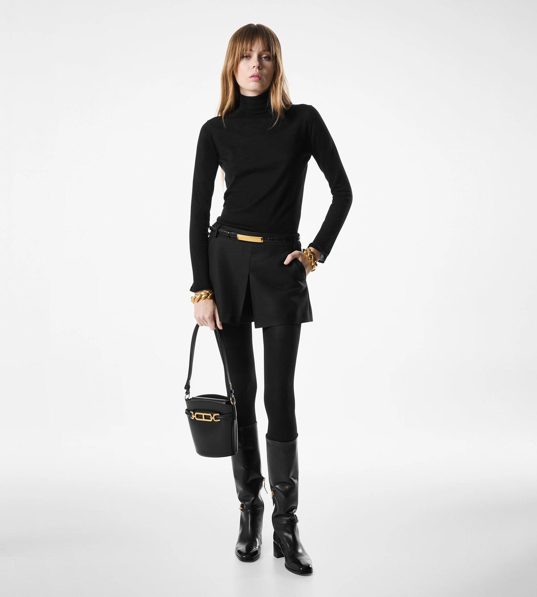 Falda pantalón plisada de mezcla de seda