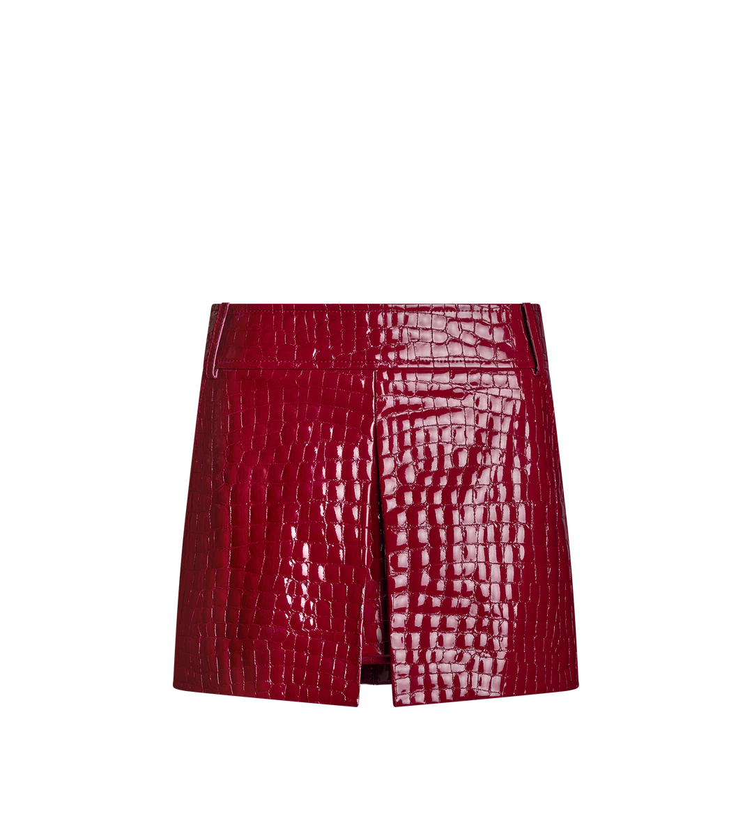 MINIFALDA DE PIEL CON GRABADO DE COCODRILO Y PLIEGO INVERTIDO