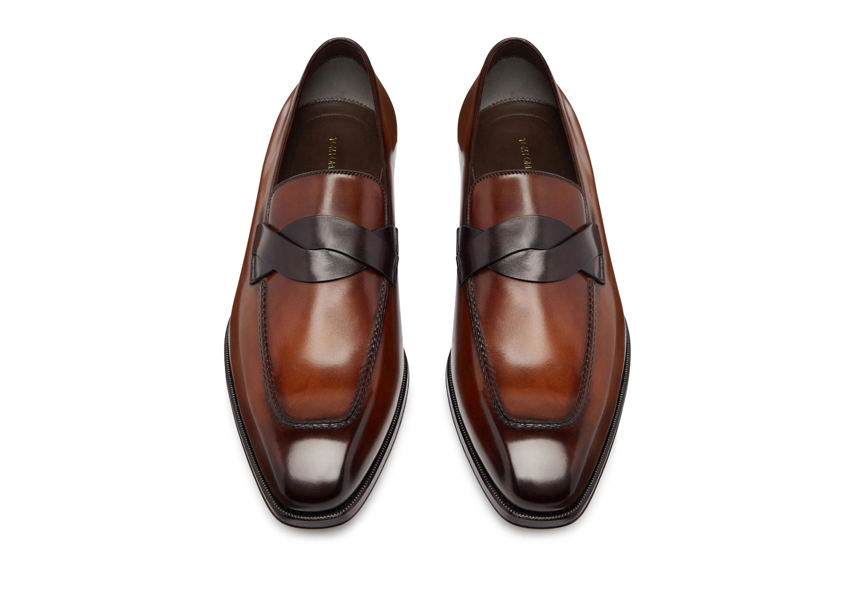 MOCASÍN ELKAN DE BANDA RETORCIDA DE PIEL BRUÑIDA