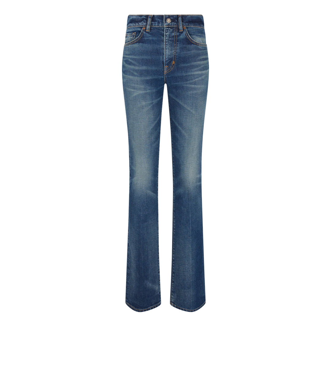 PANTALONES ACAMPANADOS DE DENIM CRUDO ELÁSTICO