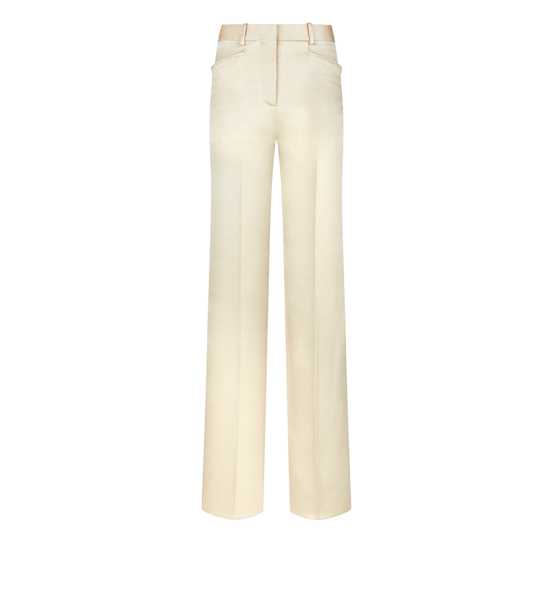 PANTALONES DE CORTE DE BOTA DE SARGA DE SEDA Y LANA