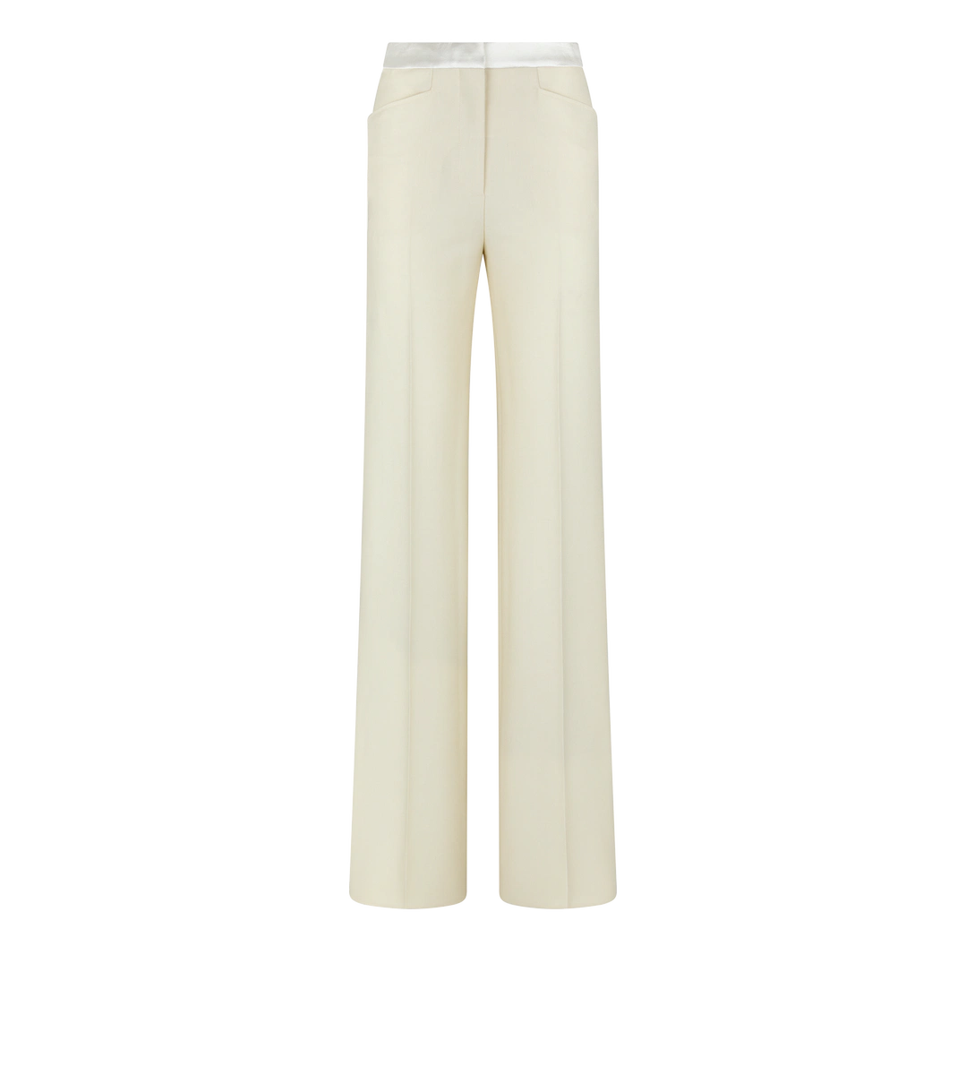 PANTALONES DE ESMOQUIN A MEDIDA DE SARGA DE MEZCLA DE SEDA CON CORTE DE BOTA