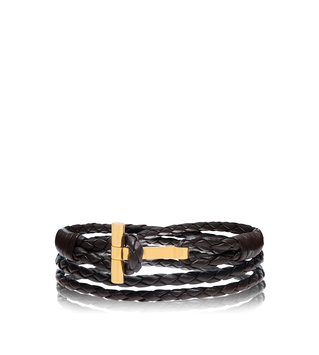 PULSERA T DE CUERO TRENZADO