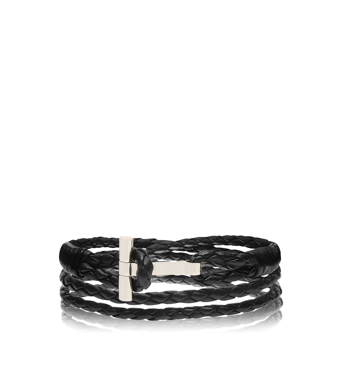 PULSERA T DE CUERO TRENZADO