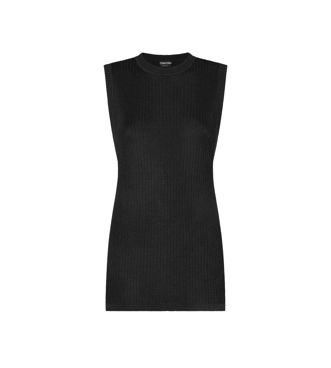 PUNTO DE CUELLO REDONDO SIN MANGAS CON ABERTURAS LATERALES