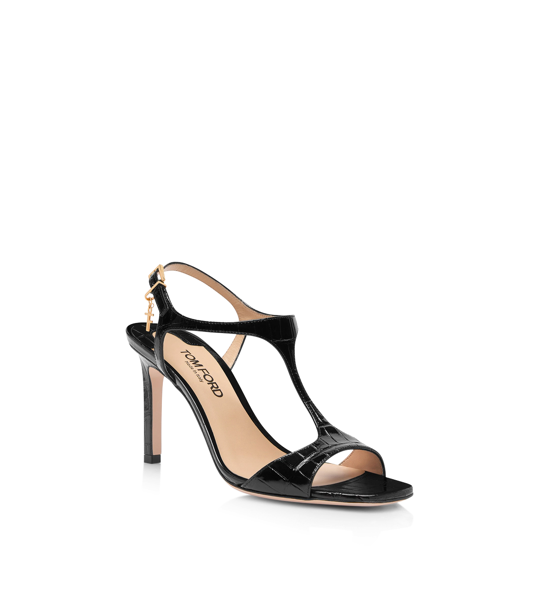 SANDALIA ANGELINA DE PIEL DE COCODRILO ESTAMPADA